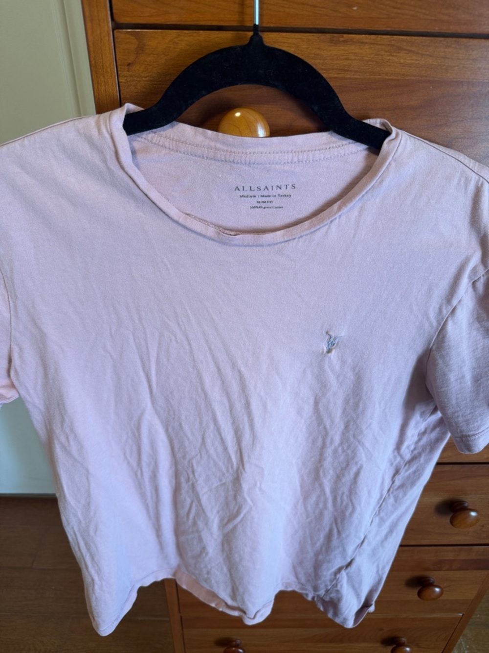 AllSaints Pale Pink Short Sleeve Crewneck Tee